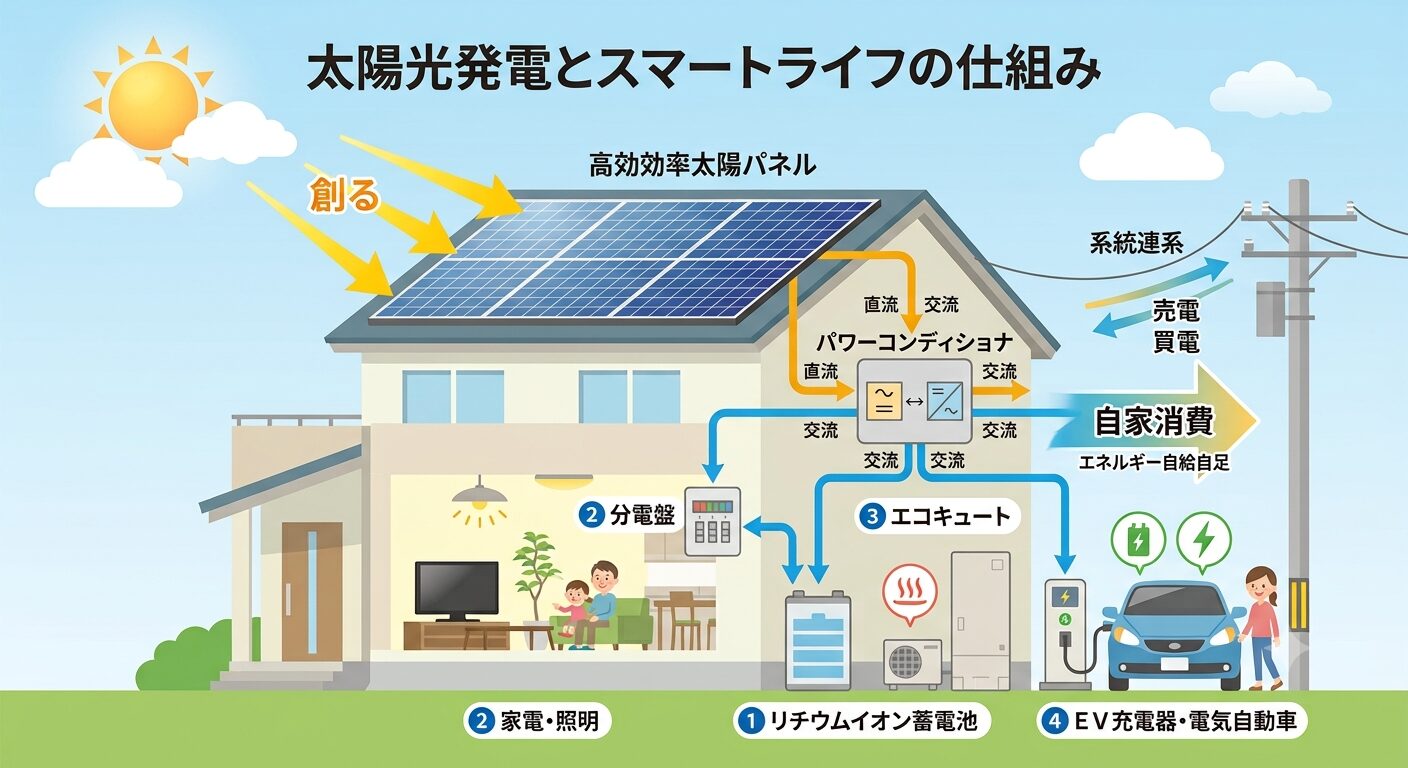 太陽光発電の仕組みと構造を解説！初心者でも電気の生まれる理由がパッと分かる